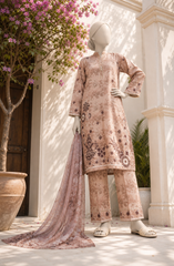 EMBROIDERED CAMBRIC STITCHED 3 PIECE