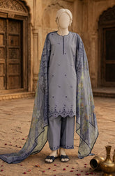 EMBROIDERED CAMBRIC STITCHED 3 PIECE
