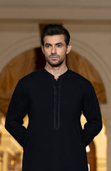 BOTTLE-GREEN BLENDED EMBROIDERED KAMEEZ SHALWAR