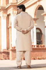 NATURAL-BEIGE BLENDED KAMEEZ SHALWAR