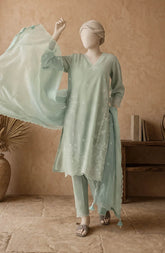 EMBROIDERED CAMBRIC STITCHED 3 PIECE