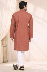 RUST 100% COTTON EMBROIDERED KURTA