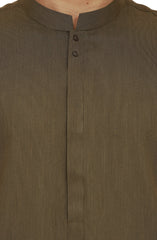 DARK-OLIVE BLENDED KAMEEZ SHALWAR