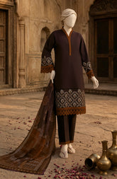EMBROIDERED CAMBRIC STITCHED 3 PIECE