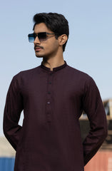 MAROON BLENDED EMBROIDERED KURTA