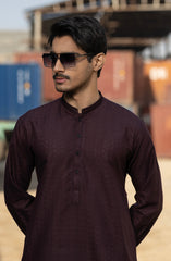 MAROON BLENDED EMBROIDERED KURTA