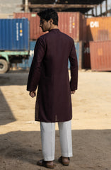 MAROON BLENDED EMBROIDERED KURTA