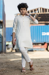 CREAM BLENDED EMBROIDERED KURTA
