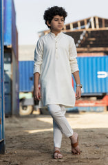 CREAM BLENDED EMBROIDERED KURTA
