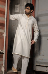 CREAM BLENDED EMBROIDERED KURTA