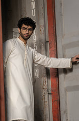 CREAM BLENDED EMBROIDERED KURTA