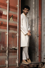 CREAM BLENDED EMBROIDERED KURTA