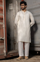 CREAM BLENDED EMBROIDERED KURTA