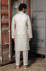 CREAM BLENDED EMBROIDERED KURTA