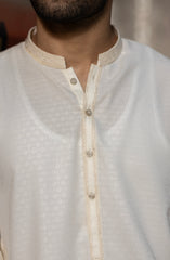 CREAM BLENDED EMBROIDERED KURTA