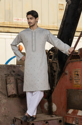 SILVER 100% COTTON PRINTED KURTA