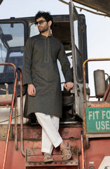 FOREST-GREEN 100% COTTON PRINTED KURTA