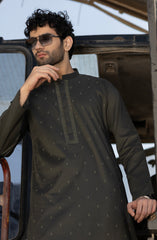 FOREST-GREEN 100% COTTON PRINTED KURTA