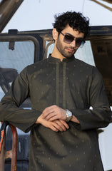 FOREST-GREEN 100% COTTON PRINTED KURTA