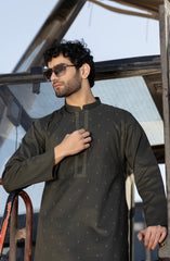 FOREST-GREEN 100% COTTON PRINTED KURTA