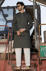 FOREST-GREEN 100% COTTON PRINTED KURTA