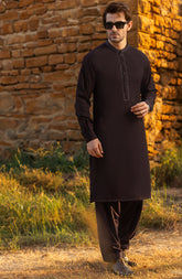 MAROON EMBROIDERED BLENDED KAMEEZ SHALWAR