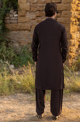 MAROON EMBROIDERED BLENDED KAMEEZ SHALWAR
