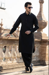 BLACK 100% COTTON KAMEEZ SHALWAR
