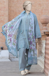 EMBROIDERED CAMBRIC 3PCS UNSTITCHED