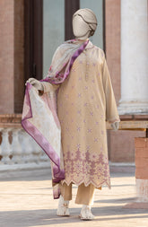 EMBROIDERED CAMBRIC 3PCS UNSTITCHED