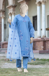 EMBROIDERED CAMBRIC STITCHED 3 PIECE