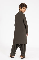 OLIVE-GREEN EMBROIDERED BLENDED KAMEEZ SHALWAR