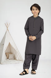 CHARCOAL BLENDED EMBROIDERED KAMEEZ SHALWAR