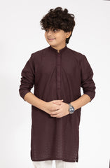 MAROON BLENDED EMBROIDERED KURTA
