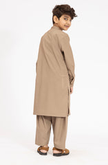KHAKI EMBROIDERED BLENDED KAMEEZ SHALWAR