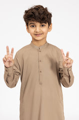 KHAKI EMBROIDERED BLENDED KAMEEZ SHALWAR