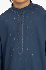INK-BLUE EMBROIDERED BLENDED KAMEEZ SHALWAR
