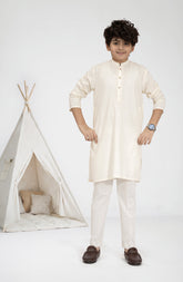 CREAM BLENDED EMBROIDERED KURTA