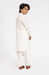 OFF WHITE EMBROIDERED BLENDED KAMEEZ SHALWAR