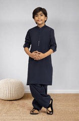NAVY EMBROIDERED BLENDED KAMEEZ SHALWAR