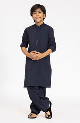 NAVY EMBROIDERED BLENDED KAMEEZ SHALWAR