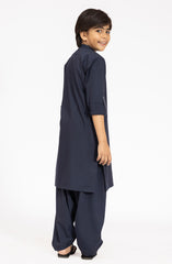 NAVY EMBROIDERED BLENDED KAMEEZ SHALWAR