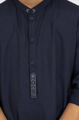 NAVY EMBROIDERED BLENDED KAMEEZ SHALWAR