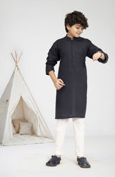 NAVY BLENDED EMBROIDERED KURTA