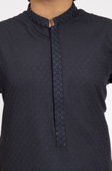 NAVY BLENDED EMBROIDERED KURTA