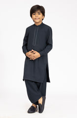 BOTTLE-GREEN EMBROIDERED BLENDED KAMEEZ SHALWAR