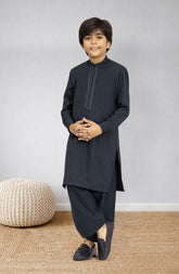 BOTTLE-GREEN EMBROIDERED BLENDED KAMEEZ SHALWAR