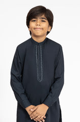 BOTTLE-GREEN EMBROIDERED BLENDED KAMEEZ SHALWAR