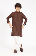 BRICK-BROWN BLENDED EMBROIDERED KURTA