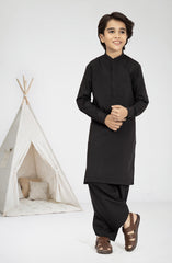 BLACK EMBROIDERED BLENDED KAMEEZ SHALWAR